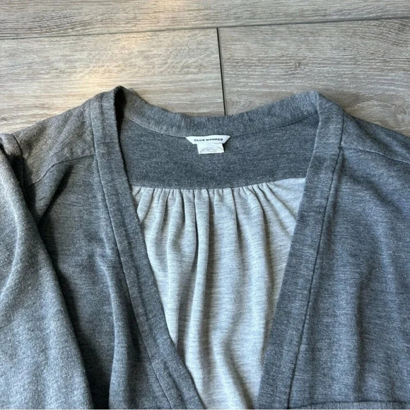Club Monaco Tie Front Draped  French Terry Cardigan - Picture 5 of 13